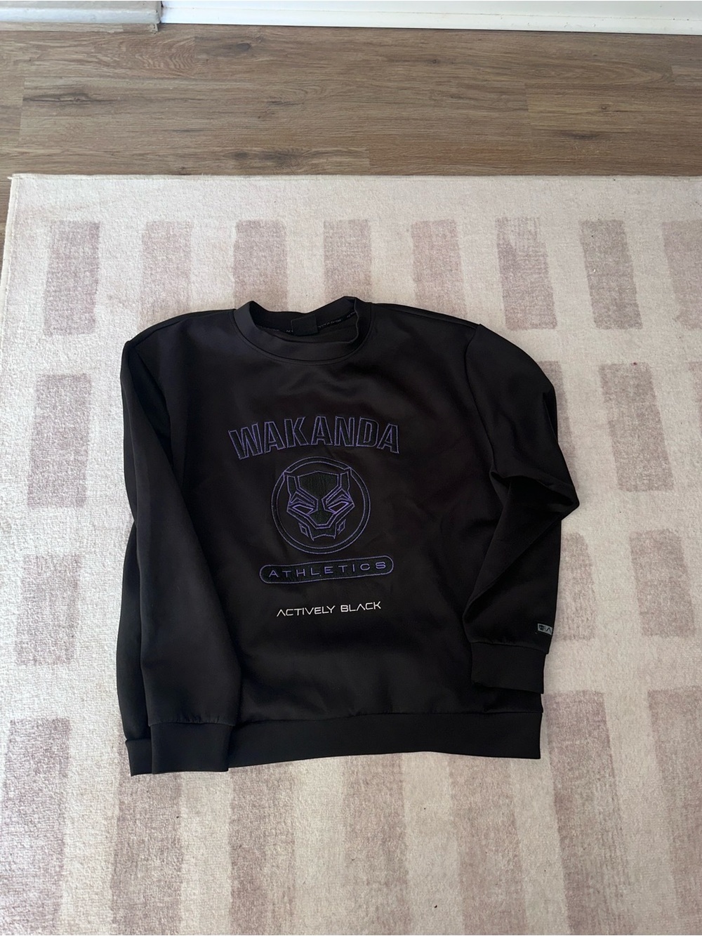 Wakanda Athletics 'Actively Black' Crewneck Sweater - Black